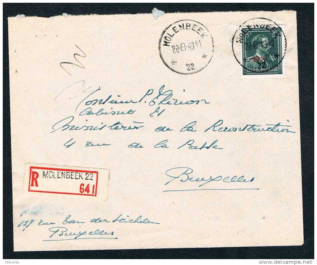 Lettre Recomm. Affr. N°724T De L'AGENCE "22"*MOLENBEEK*/1948" Pour Bruxelles. - Lettres & Documents