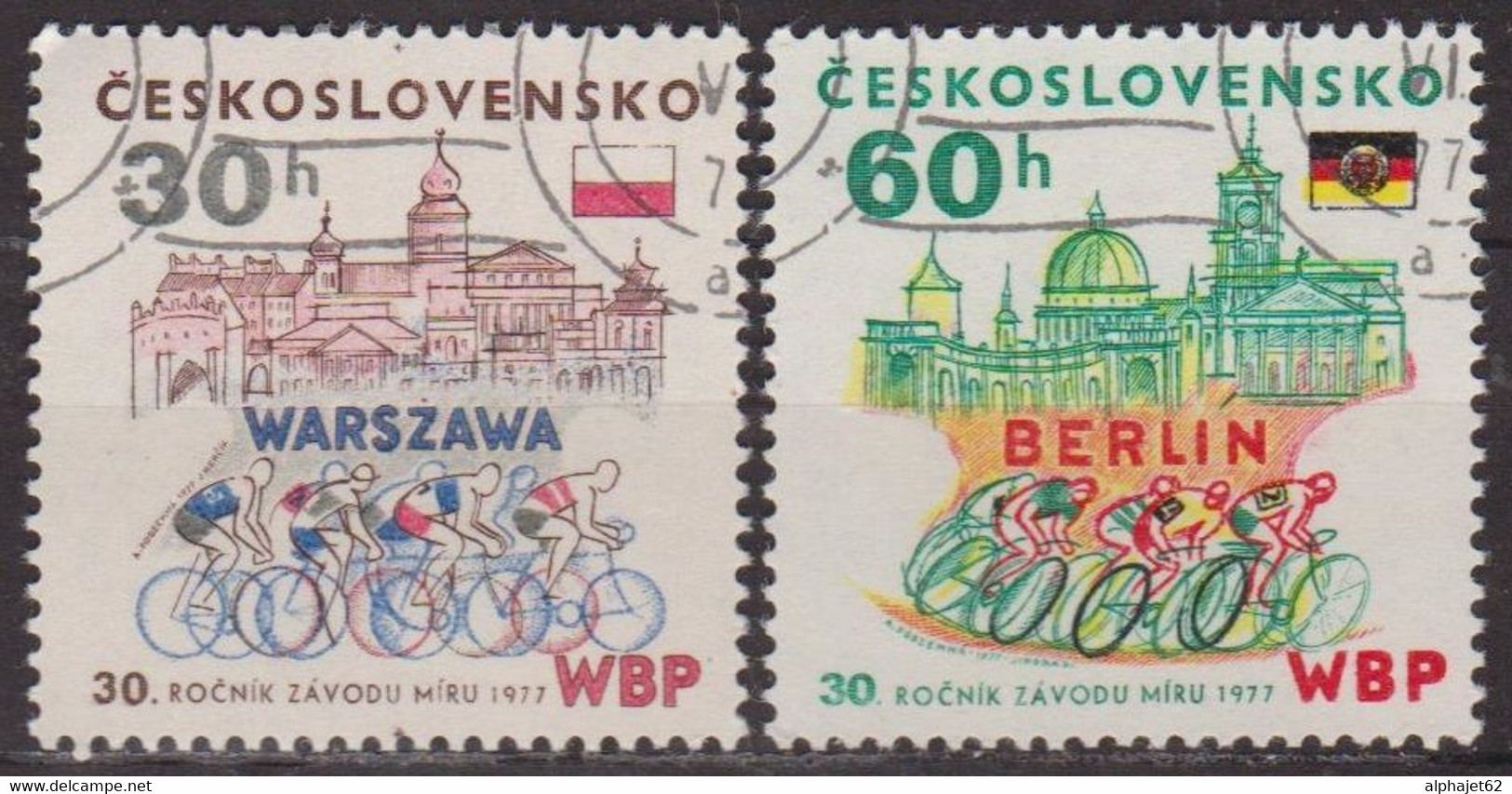 Sport Olympique - TCHECOSLOVAQUIE - Cyclisme Sur Route - Course De La Paix - N° 2206-2207 - 1975 - Used Stamps