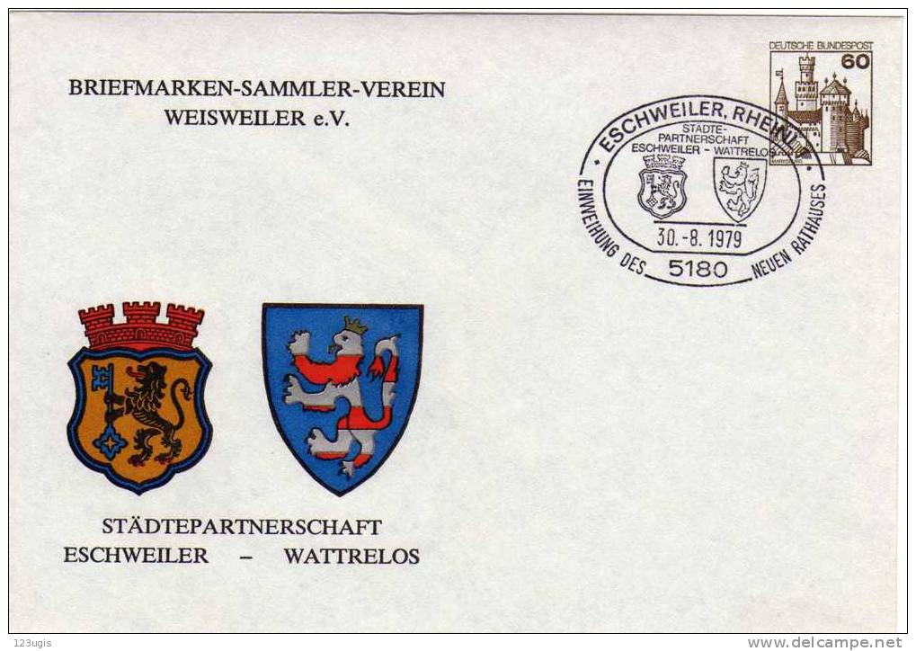 BRD, 1979, Sonderumschlag Mit SST (Sonderstempel) Eschweiler 30.8.1979 Neue Rathhaus @ - Buste - Usati