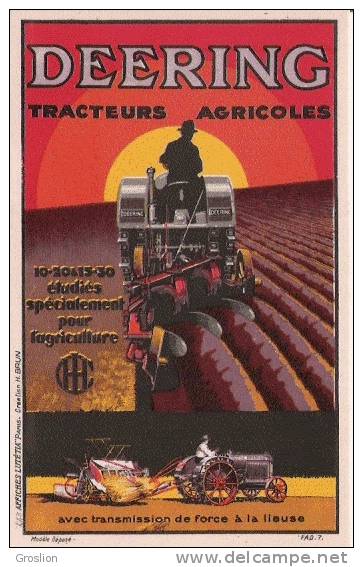 DEERING TRACTEURS AGRICOLES 7 CARTE UIBLICITAIRE - Tracteurs