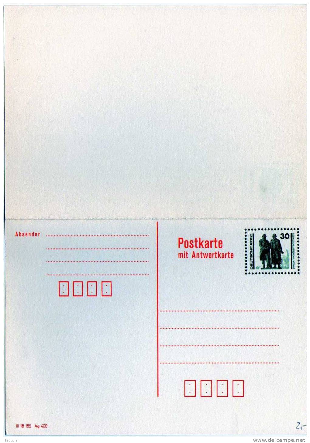 DDR, 1990 Ganzsache Mi P-108 (F+A) @ - Cartes Postales - Neuves