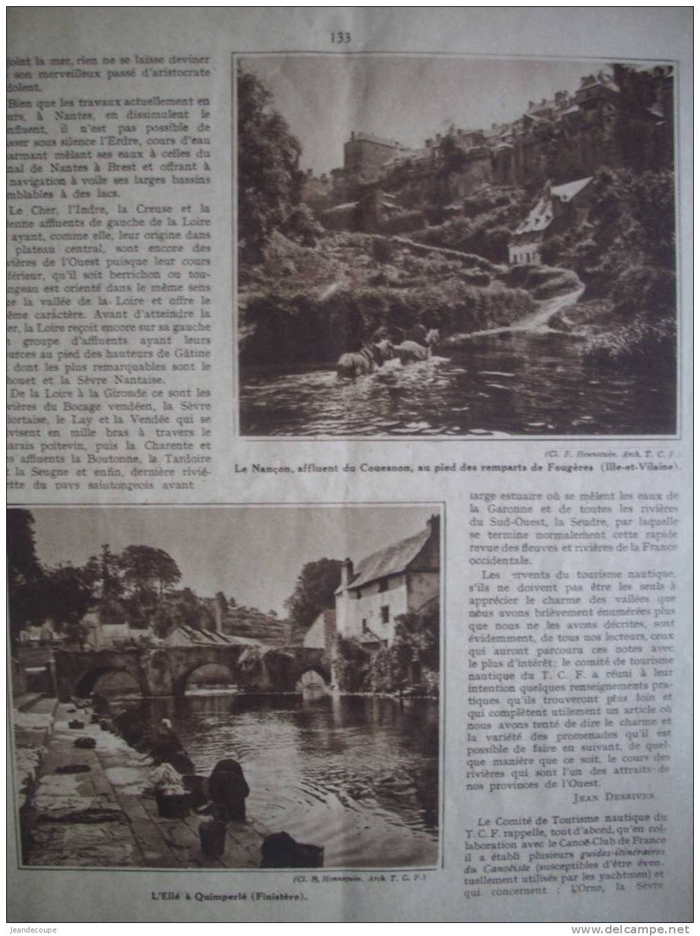 ARTICLE-REGIONNALISME- Fleuves Et Rivières De L'ouest - Eure, Sarthe, Orne, Le Nançon, La Rance........ - 1931-  7 Pages - Documents Historiques