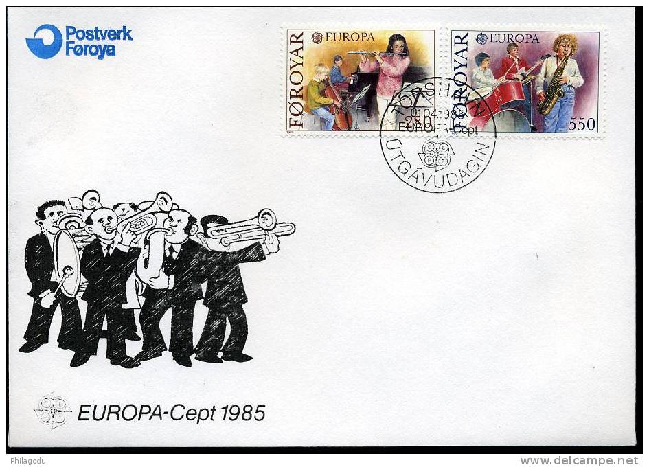 Féroé 1985, FDC, Europa  MUSIQUE    MUSIC - 1985