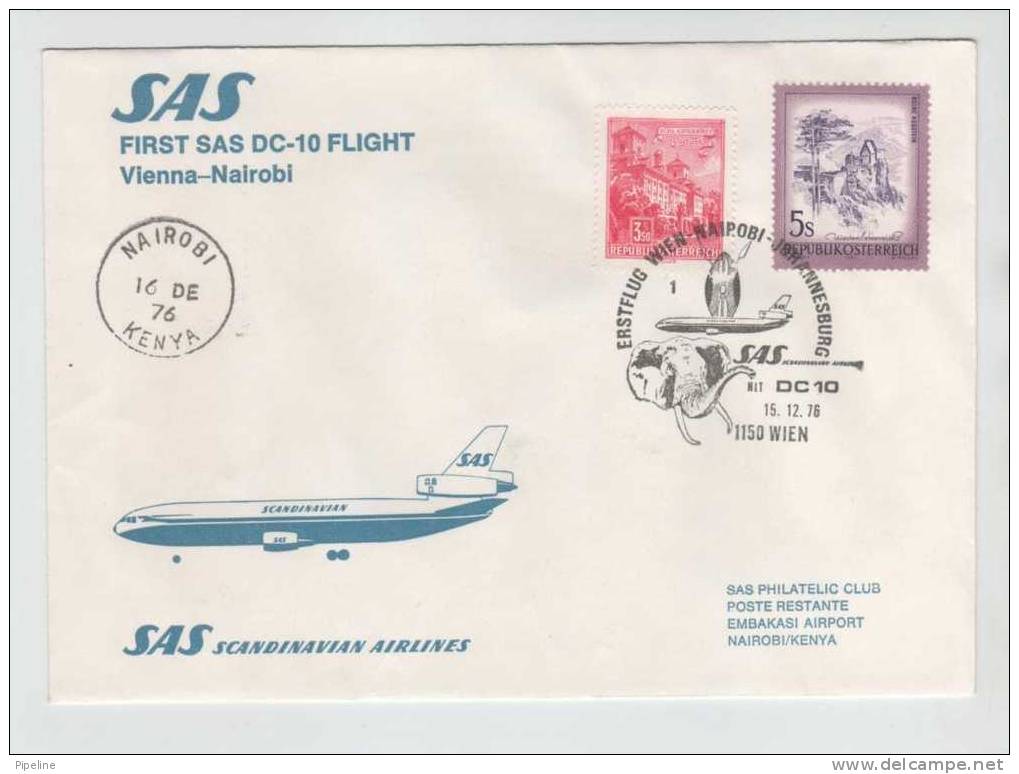 Austria First SAS Flight DC-10 Vienna - Nairobi 15-12-1976 - Primi Voli