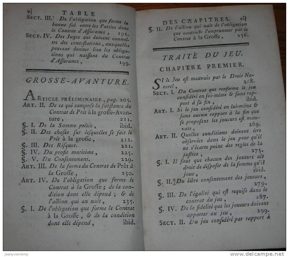 Traités Des Contrats Aléatoires, Selon Les Régies Tant Du For De La Conscience Que Du For Extérieur - 1767. - 1701-1800