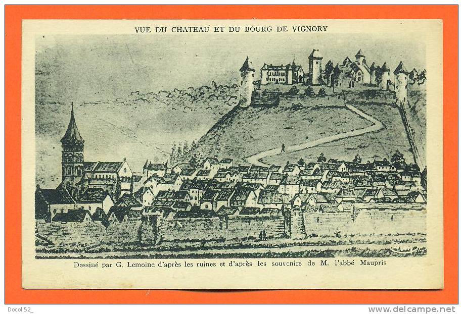 Dpt   52   Vignory   "  Vue Du Chateau Et Du Bourg De Vignory  - Dessine Par G Lemoine ...   " - Vignory