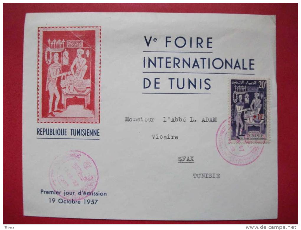 Tunisie. Lettre Foire De Tunis 1957 Enveloppe Illustrée  Cover - Brieven En Documenten