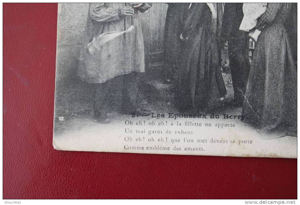 INDRE 1908 NOCES LES EPOUSEUX DU BERRY  MUSICIEN ET CHANSON POSTEE à  PONTIVY  MORBIHAN 56 POUR PARIS BASTILLE 11EME - Noces