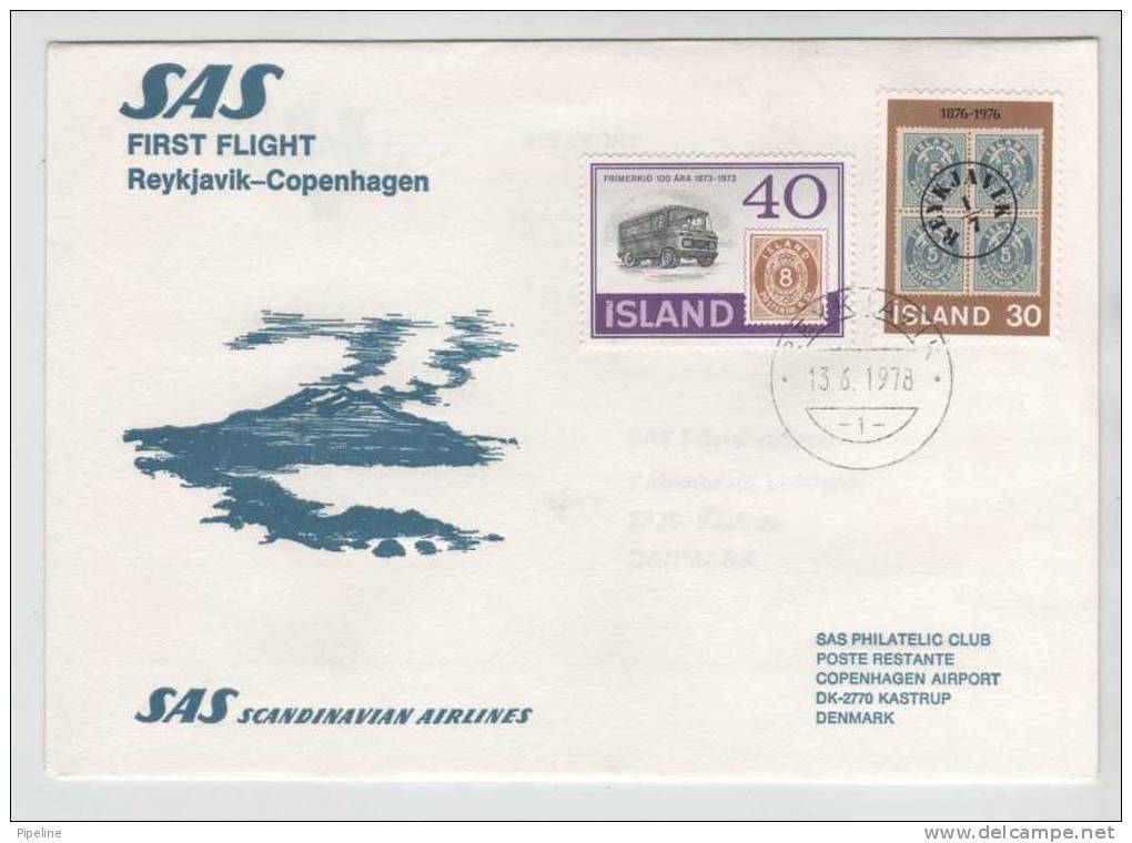 Iceland First SAS Flight Reykjavik - Copenhagen 13-6-1978 - Lettres & Documents