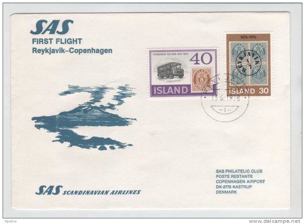 Iceland First SAS Flight Reykjavik - Copenhagen 13-6-1978 - Covers & Documents