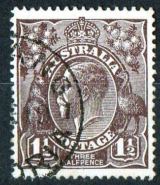 Australia 1918 King George V 1.5d Black-Brown - Single Crown Wmk Used - Actual Stamp - Victoria - SG58 - Oblitérés