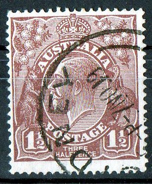 Australia 1918 King George V 1.5d Deep Red-Brown / Chocolate - Single Crown Wmk Used - Actual Stamp -Sydney - SG59 - Oblitérés
