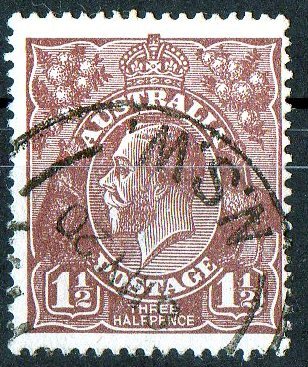 Australia 1918 King George V 1.5d Deep Red-Brown / Chocolate - Single Crown Wmk Used - Actual Stamp - NSW - SG59 - Oblitérés