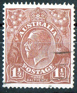 Australia 1918 King George V 1.5d Bright Red-Brown - Single Crown Wmk Used - Actual Stamp - Nice - SG60 - Oblitérés