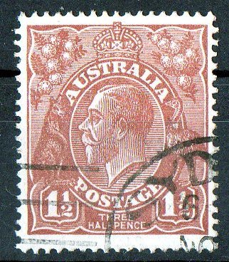 Australia 1918 King George V 1.5d Bright Red-Brown - Single Crown Wmk Used - Actual Stamp - Sydney - SG60 - Oblitérés