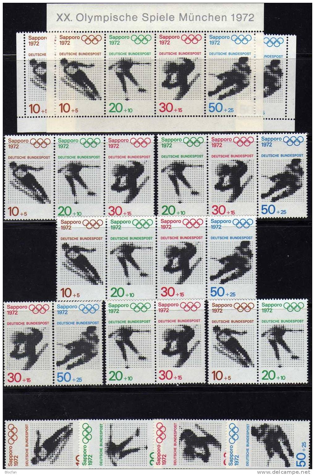 Zusammendrucke Winter Olympiade Sapporo 1971 BRD 684/7 Plus Block 6 ** 23€ Skisprung Eiskunstlauf Abfahrtslauf Eishockey - Omslagen