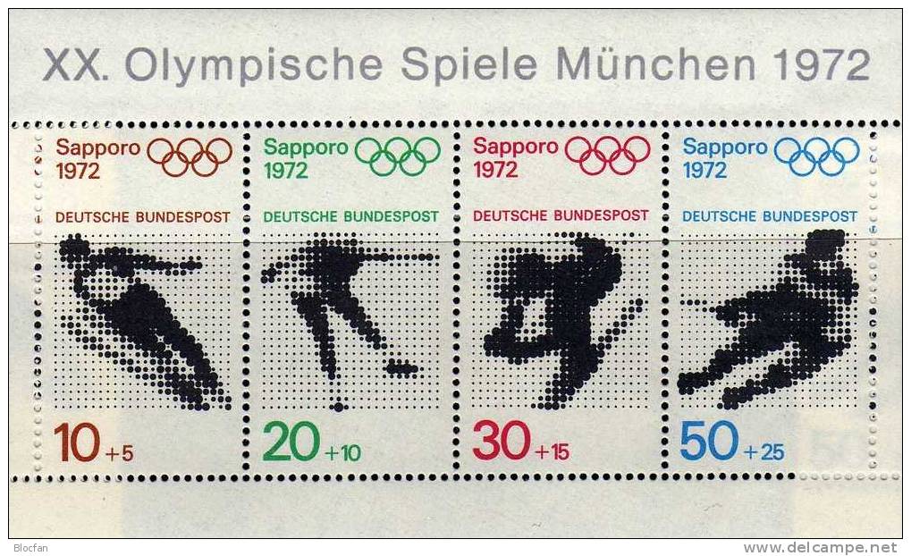 Zusammendrucke Winter Olympiade Sapporo 1971 BRD 684/7 Plus Block 6 ** 23€ Skisprung Eiskunstlauf Abfahrtslauf Eishockey - Omslagen