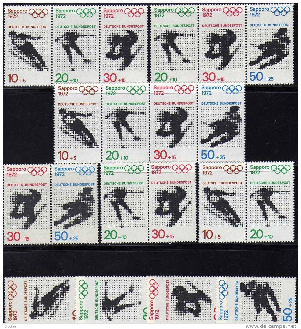 Zusammendrucke Winter Olympiade Sapporo 1971 BRD 684/7 Plus Block 6 ** 23€ Skisprung Eiskunstlauf Abfahrtslauf Eishockey - Omslagen