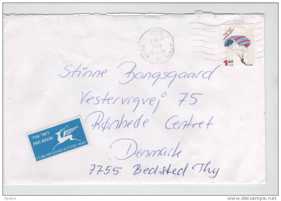 Israel Single Stamped Cover Sent To Denmark 19-12-1999 - Lettres & Documents