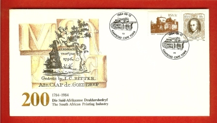 RSA 1984 Cover Mint Printing Industry  Stampnumber 601 - Lettres & Documents