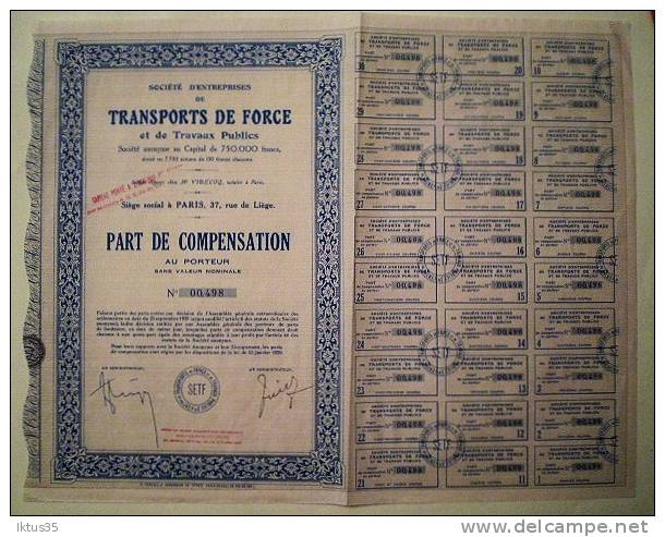 ACTION-TITRE-PART DE COMPENSATION-TRANSPORTS DE FORCE ET DE TRAVAUX PUBLICS - Trasporti