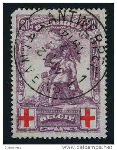 België 1914, Nr 128 - USED / GESTEMPELD / OBLITERE - Catw 80€ - 1914-1915 Croix-Rouge