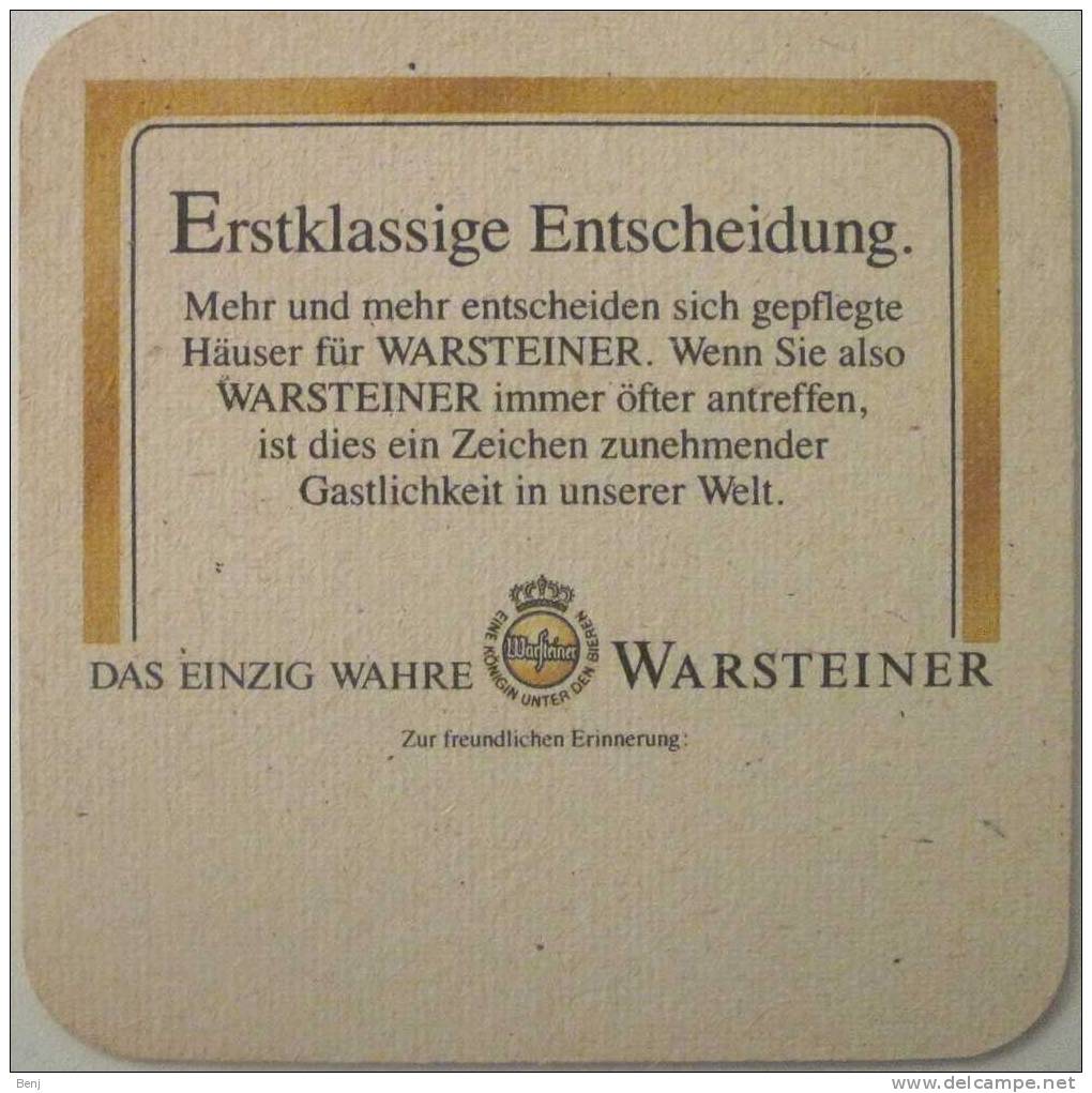 Sous-bock WARSTEINER Eine Köningin Unter Den Bieren / Erstklassige Entscheidung (R) - Sous-bocks