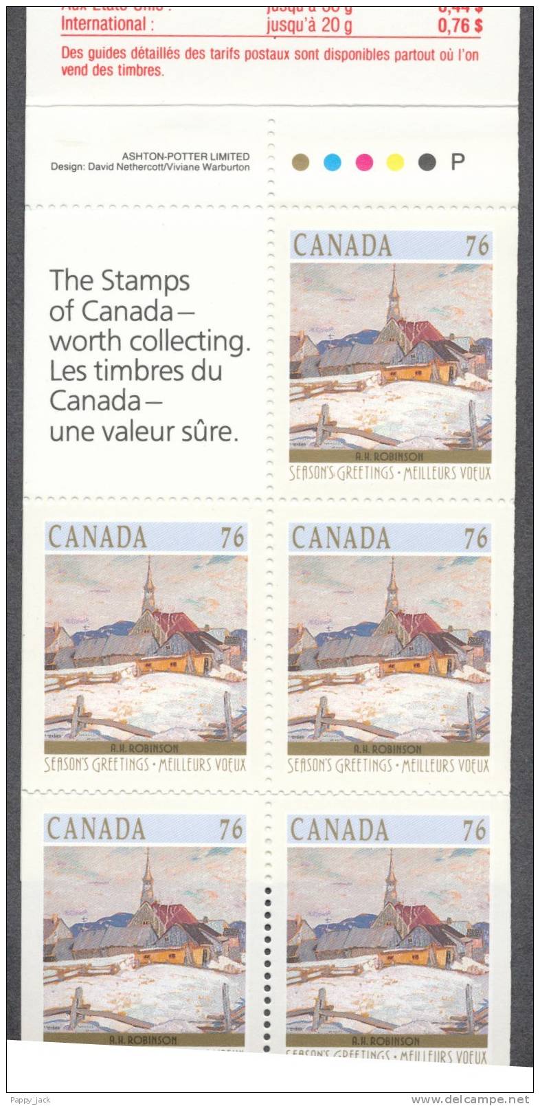 Canada Christmas 1989 Winter Church Eglise Ste. Agnes Full Booklet BK # 109 Of Sc # 1258 MNH Full Booklet Rarely Offered - Carnets Complets