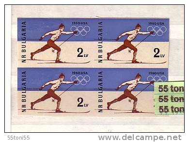 Bulgaria / Bulgarie 1960 Winter Olympic Games - Squaw Valley   1v.-MNH  Imperforate   Block Of Four - Ski Nautique