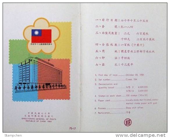 Folder Taiwan 1981 ROCPEX TAIPEI Stamps National Flag Stamp On Stamp - Nuovi