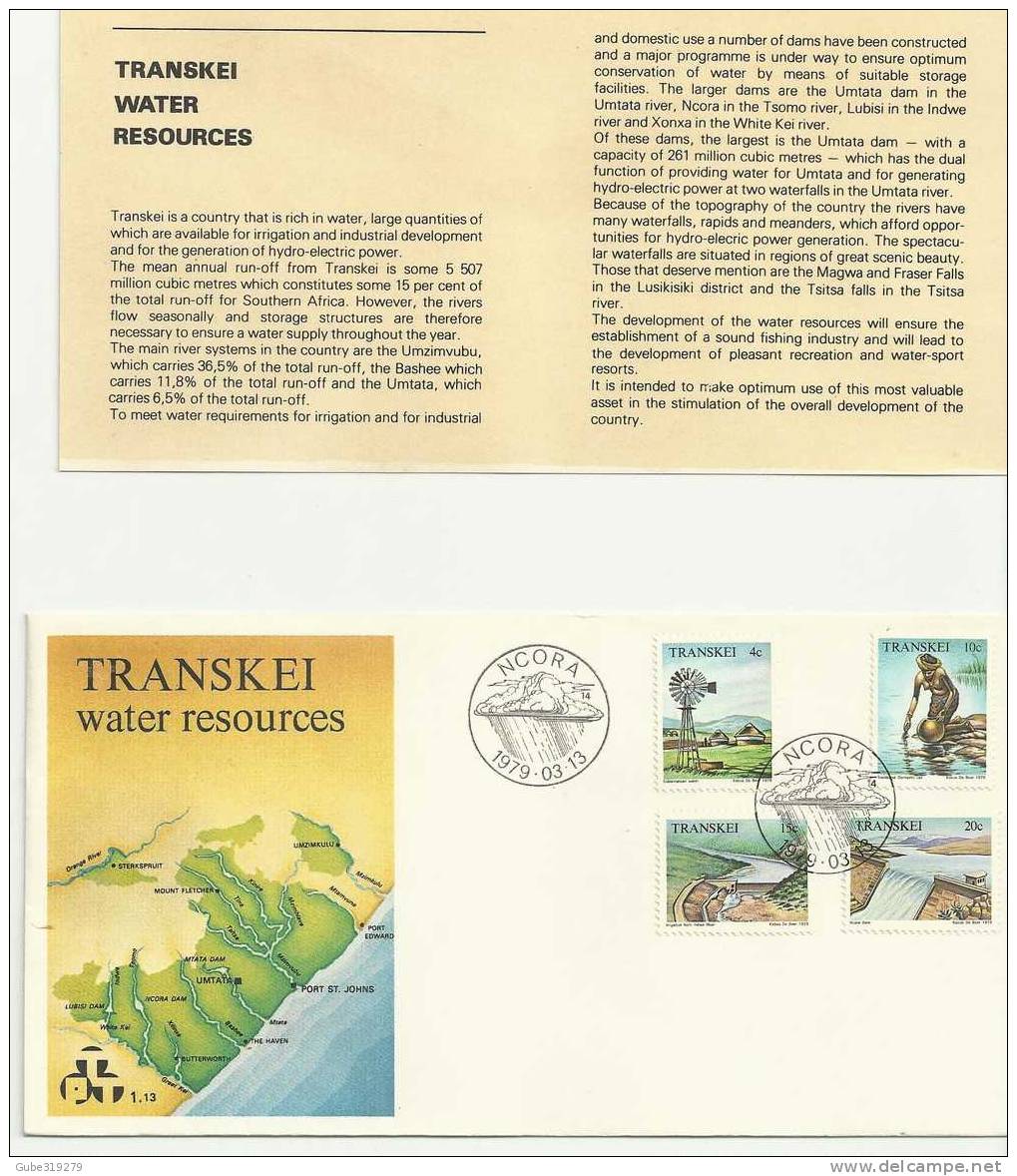 TRANSKEI -1979 - FDC - TRANSKEI WATER RESOURCES - WITH 4 STAMPS & INSIDE EXPLANATORY CARD - Transkei