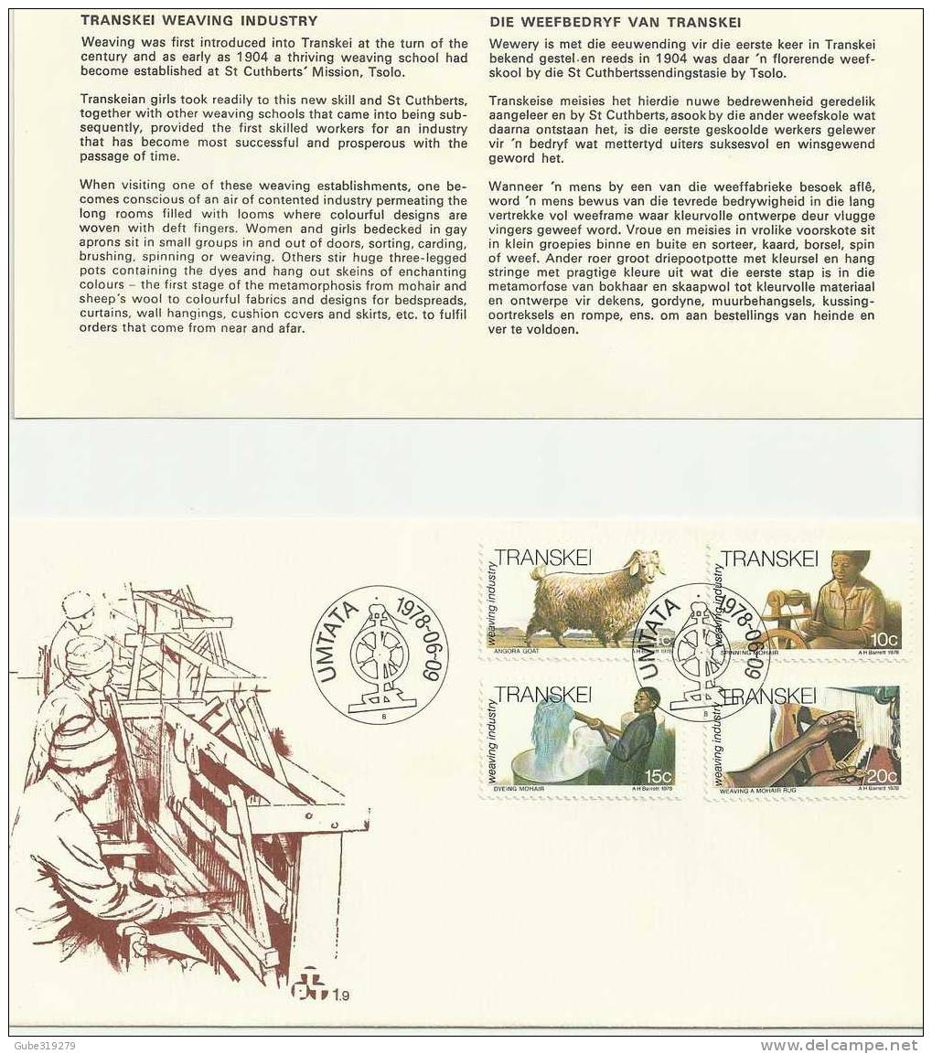 TRANSKEI -1978 - FDC - TRANSKEI WEAVING INDUSTRY )- WITH 4 STAMPS & INSIDE EXPLANATORY CARD - Transkei