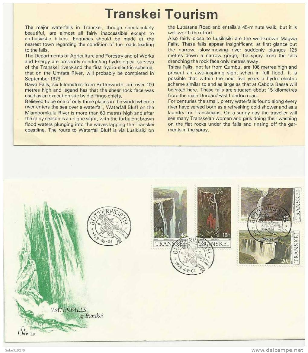 TRANSKEI -1979 - FDC - WATERFALLS OF TRANSKEI-TOURISM  )- WITH 4 STAMPS & INSIDE EXPLANATORY CARD - Transkei