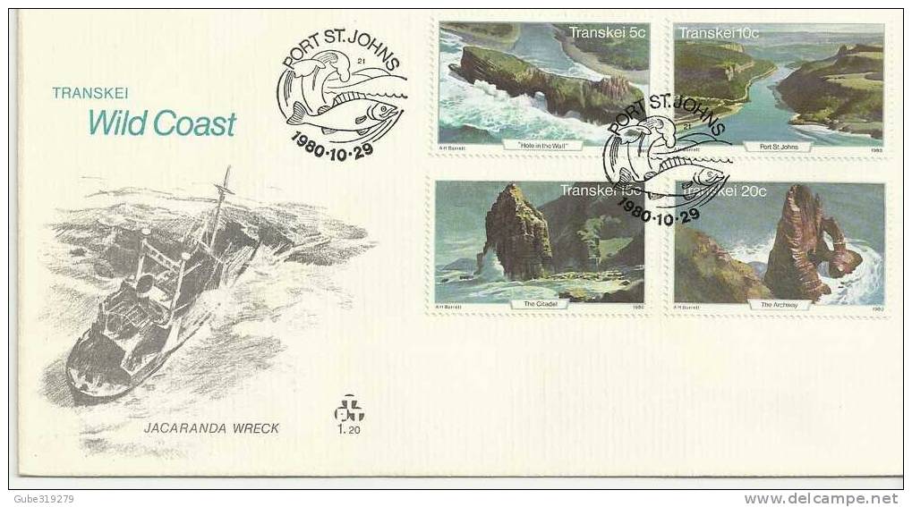 TRANSKEI -1980 - FDC - WILD COAST OF  TRANSKEI-WITH 4 STAMPS & INSIDE EXPLANATORY CARD - Transkei