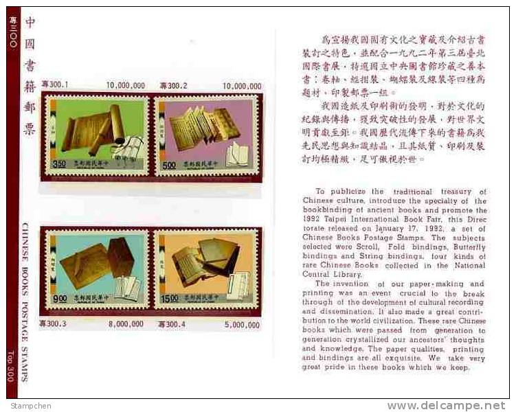 Folder Taiwan 1992 Ancient Chinese Book Stamps Butterfly Archeology - Unused Stamps