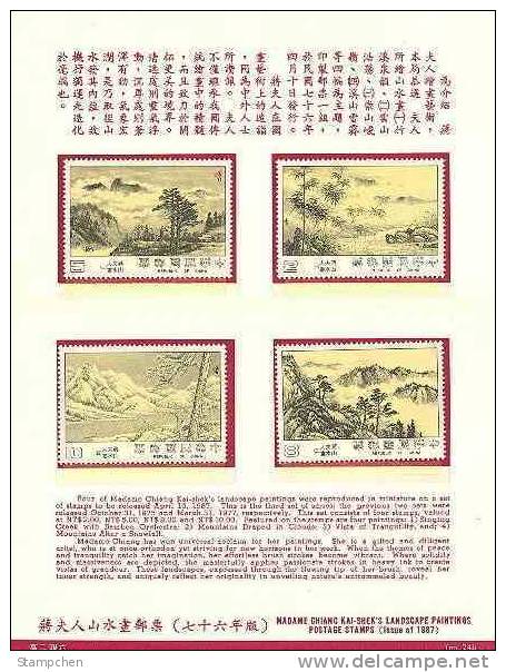 Folder Taiwan 1987 Madame Chiang Landscape Painting Stamps Mount Snow Bamboo River - Ongebruikt
