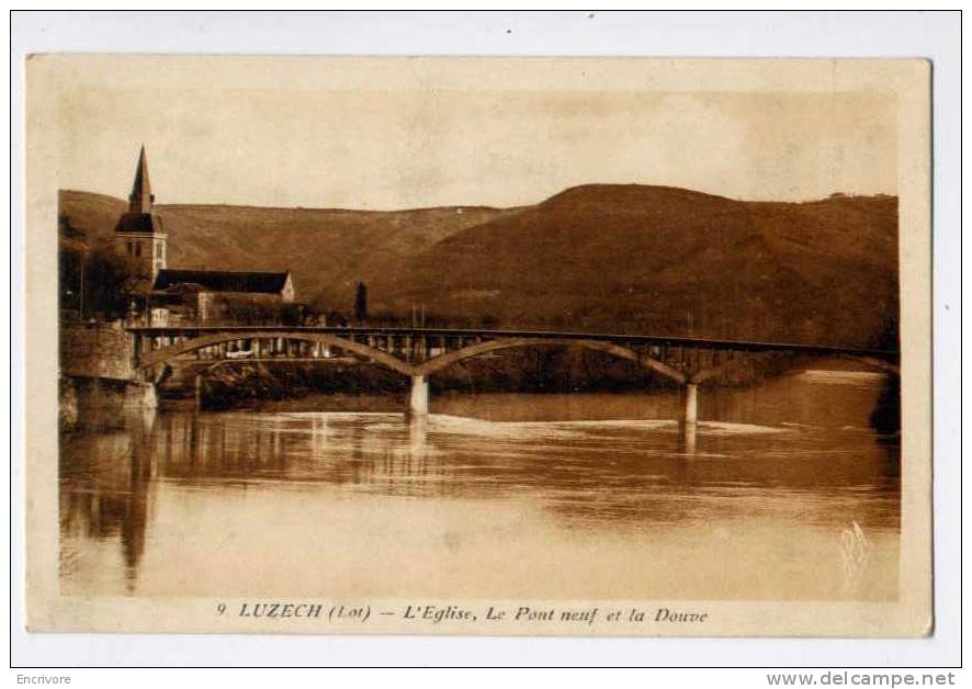 Cpa LUZERCH église Pont Neuf Et Douve - 9 Ed Manié - Luzech