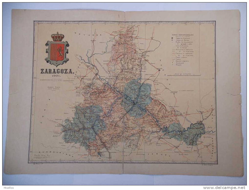 Lote Mapas ARAGÓN: Zaragoza + Huesca + Teruel. Mapas Procedentes Del Atlas Geográfico Ibero-Americano. - Geographical Maps