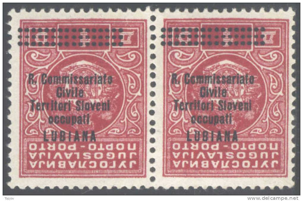 1941 LUBIANA - SEGNATASSE-  SOPRASTAMPA CAPOVOLTA-  1 D  MHN**- CERTIF. J.BAR - Ljubljana