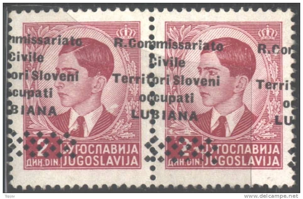 1941 LUBIANA - R.COMMISSARIATO -  SOPRASTAMPA SPOSTATA ORIZZONTALE-  2 D  MHN** - Ljubljana