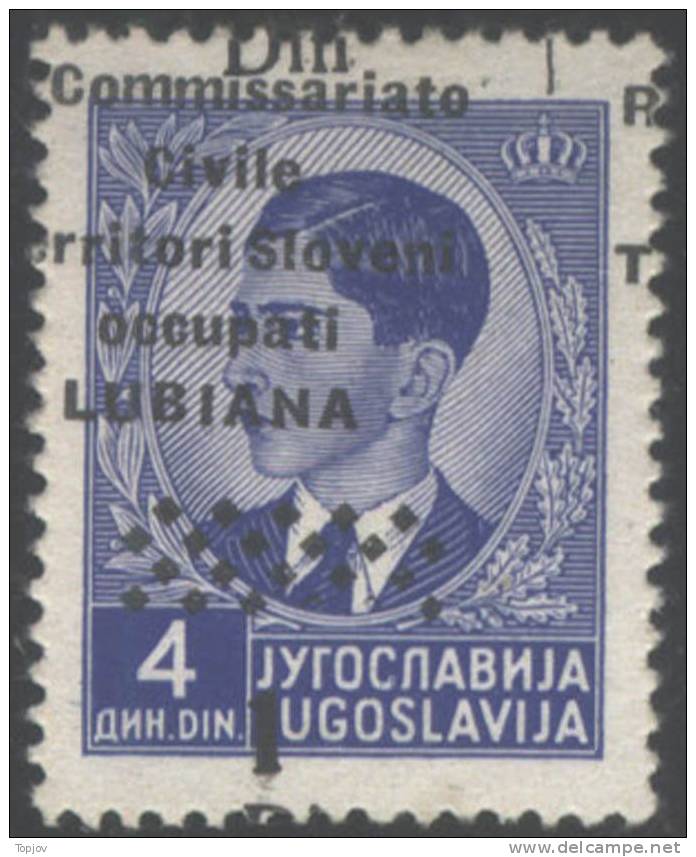 1941 LUBIANA - R.COMMISSARIATO -  SOPRASTAMPA SPOSTATA ORIZZONTALE-  1 /4 D  Linguellato - Ljubljana