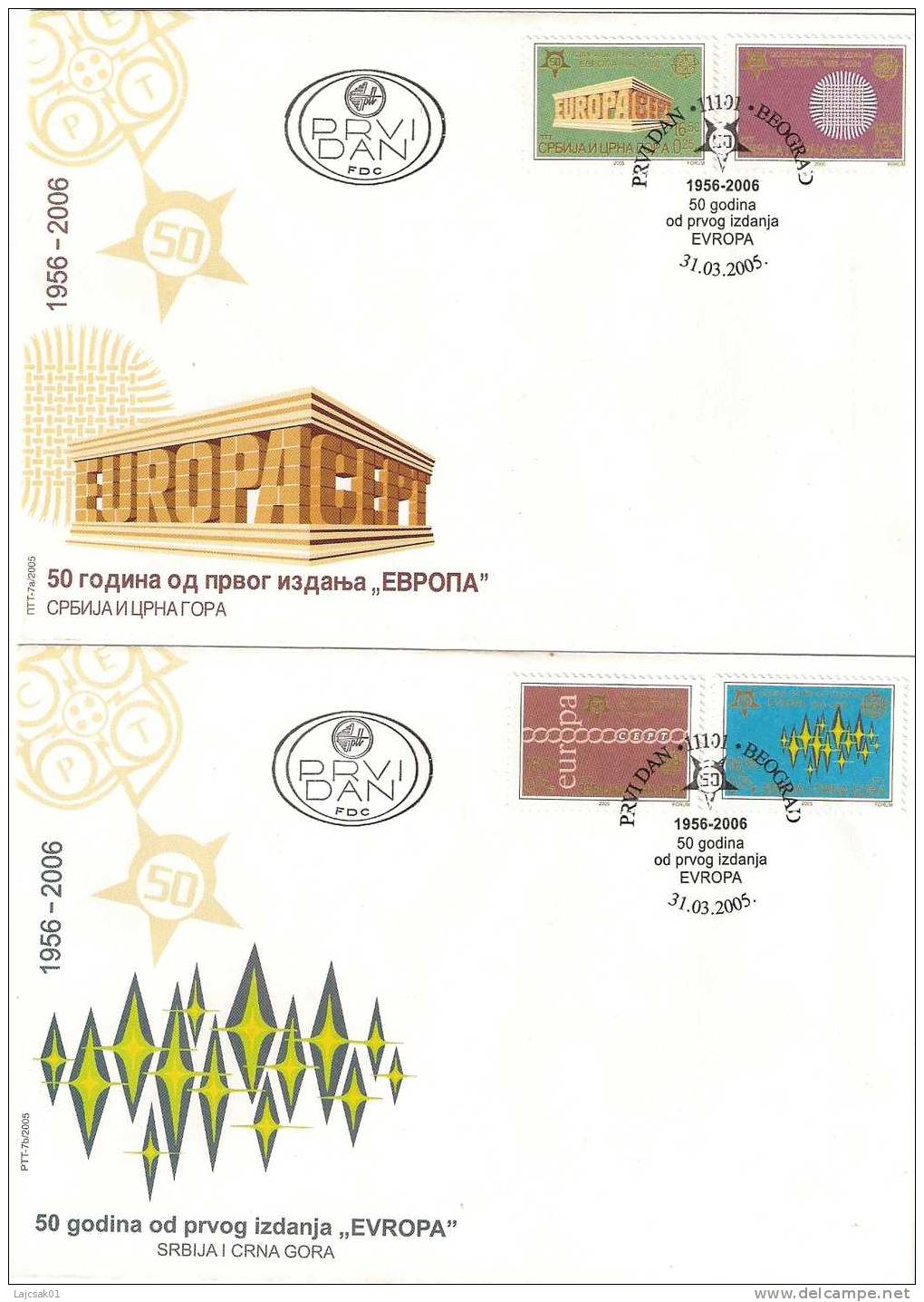 Serbia & Montenegro 2005. FDC 50 Years Of The First EUROPA Issue 6 FDC S  RARE ! - 2005