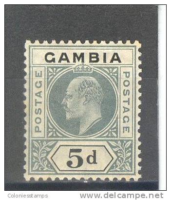 (SA0661) GAMBIA, 1904 (King Edward VII, 5 P., Gray And Black). Mi # 46. Mint Hinged* Stamp - Gambia (...-1964)