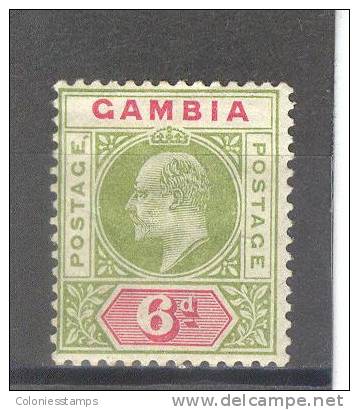 (SA0749) GAMBIA, 1906 (King Edward VII, 6 P., Olive Green And Rose). Mi # 47. Mint Hinged* Stamp - Gambie (...-1964)