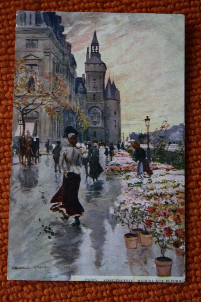 CPA Précurseur Imprimé  1903 PARIS 75 DESSIN AQUARELLE  PEINTURE Signée => CONCIERGERIE MARCHé AUX FLEURS - Loten, Series, Verzamelingen