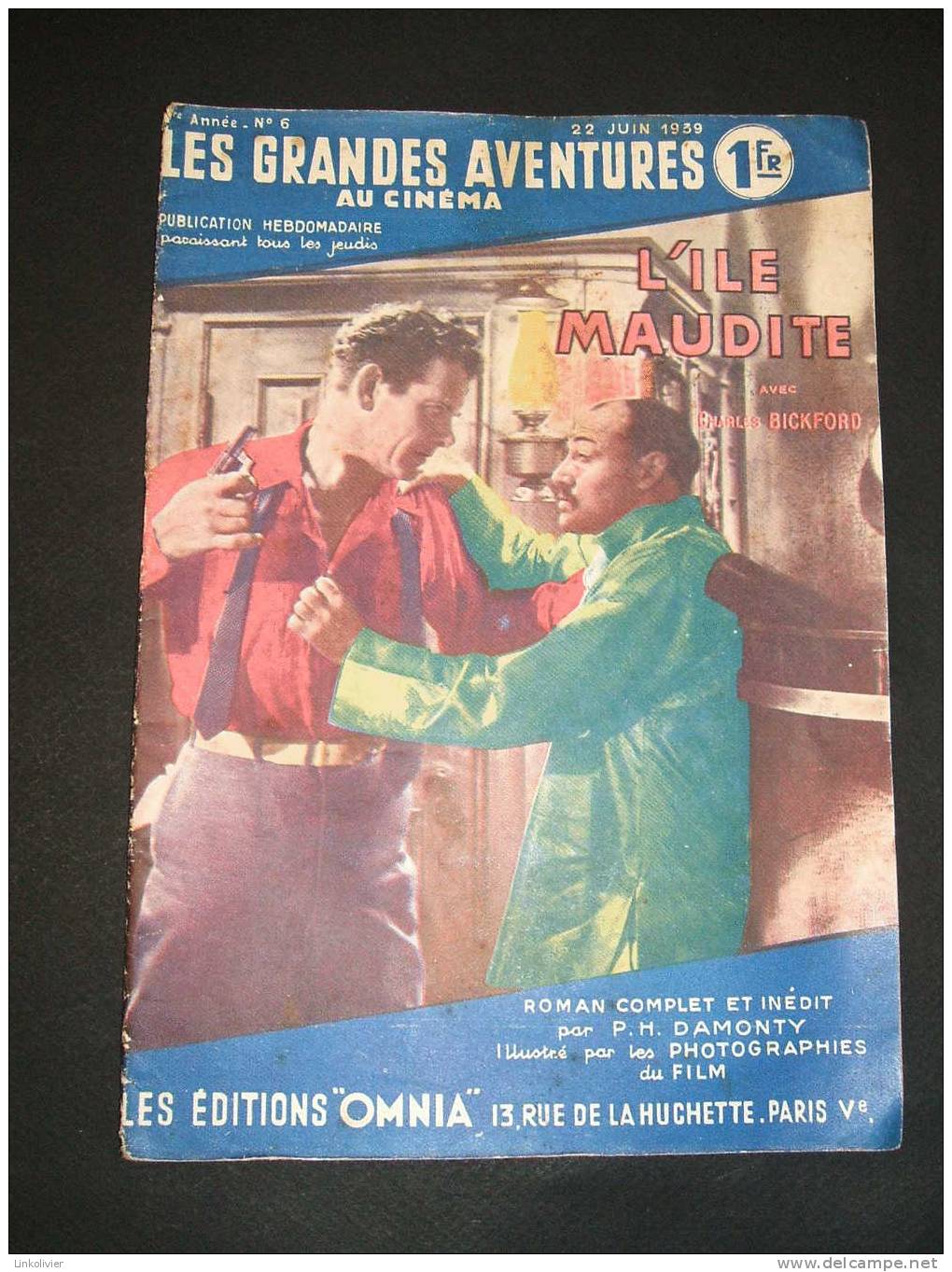 Les Grandes Aventures Au Cinéma N° 6 De 1939 : L´Ile Maudite Avec Charles BICKFORD - Ed OMNIA - Cinéma / TV