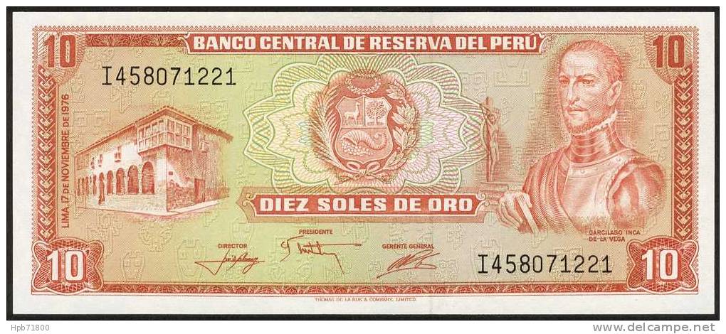 Billet De Banque Neuf - 10 Soles De Oro -  Inca De La Vega / Lac Titicaca - N° I458071221 - Pérou 1976 - Perú