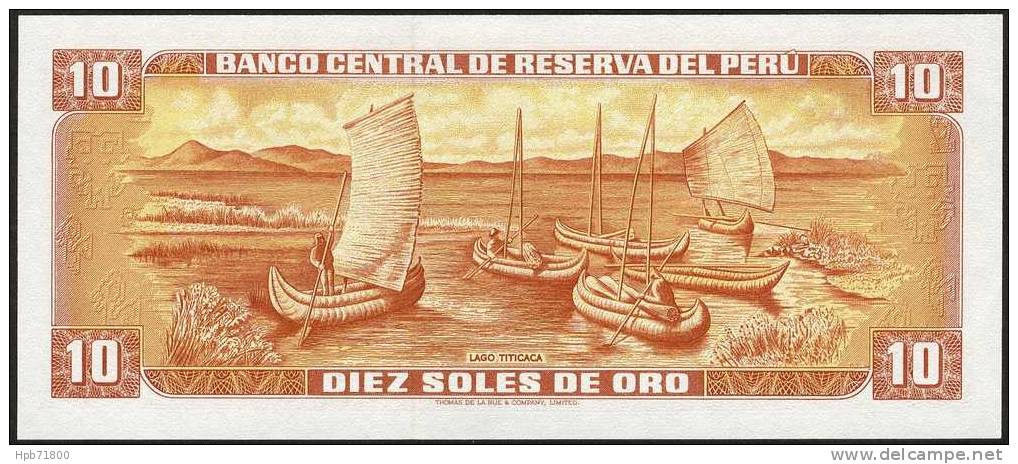 Billet De Banque Neuf - 10 Soles De Oro -  Inca De La Vega / Lac Titicaca - N° I458071221 - Pérou 1976 - Perù