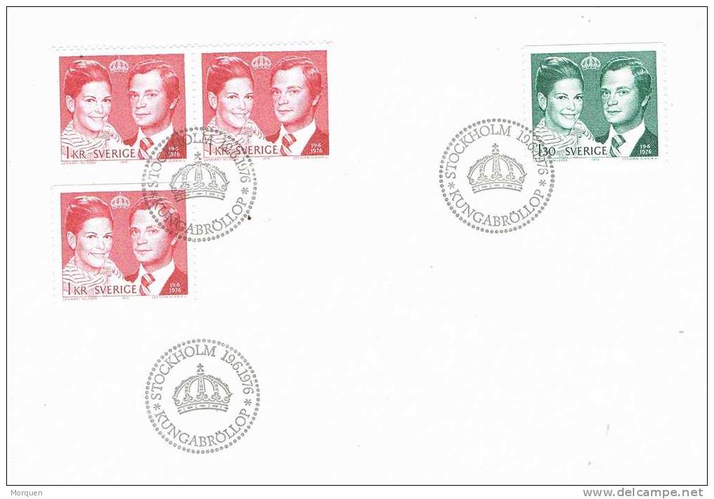 F.D.C. Carta Boda Real Reyes De SUECIA. Estocolomo 1976. Kunga Brollop - FDC