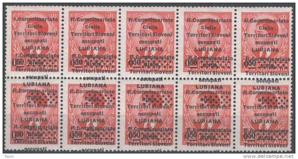 1941 LUBIANA - R.COMMISSARIATO, NUOVI VALORE- DOPIA SOPRASTAM.- ,,R,, ROTTA - PRIMA RIGA  0,50 - MNH** - Occ. Allemande: Lubiana